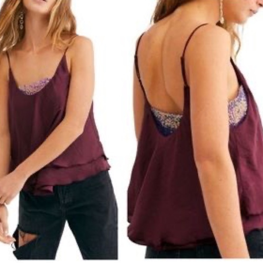 NWOT INTIMATELY BY FREE PEOPLE SEQUIN MAGENTA CAMI TURN IT ON TOP